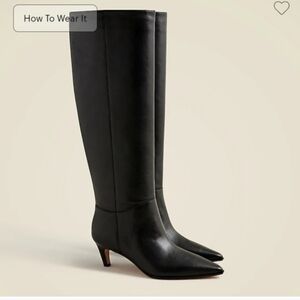 J Crew New Stevie knee-high pull-on boots in leather CC067 New Size 6.5 Black